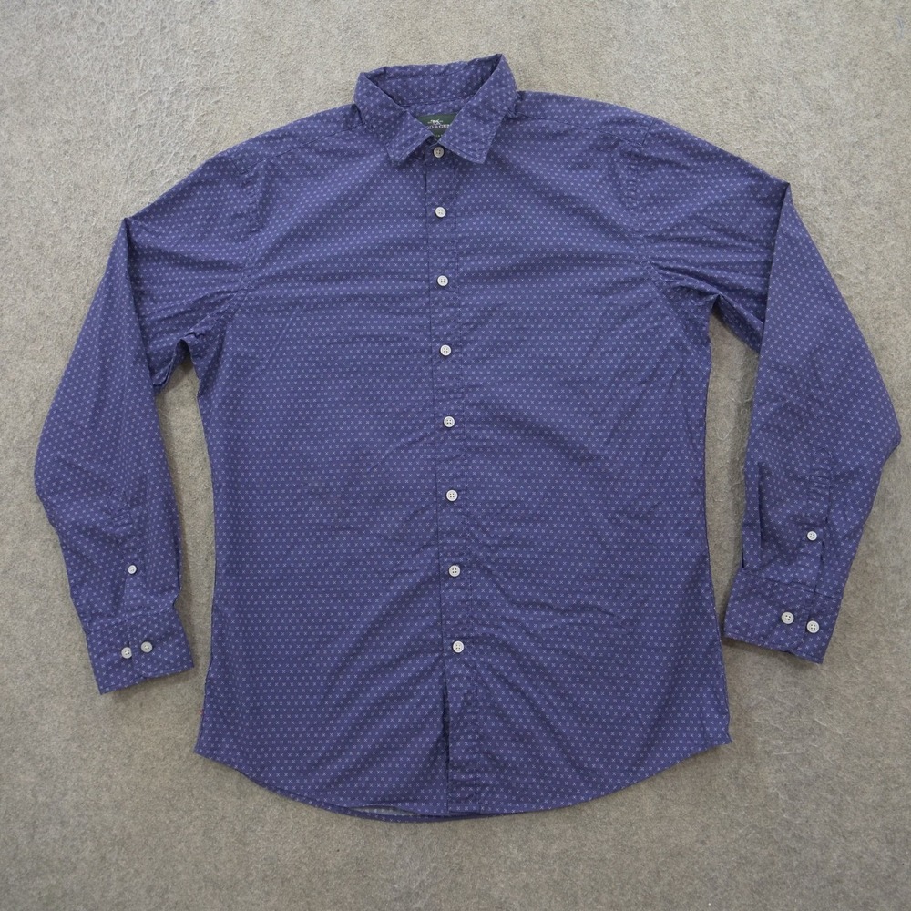 Rodd & Gunn Shirt Mens 2XL XXL Purple Button Italy Long Sleeve Sports Geometric